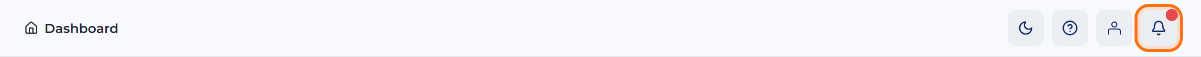 the header bell icon with the red unread dot