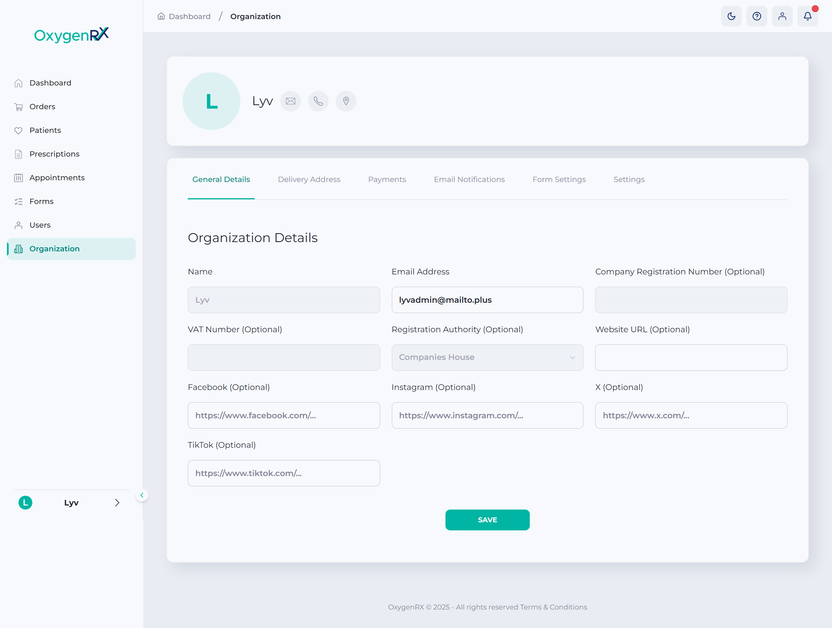 the General Details tab with editable fields